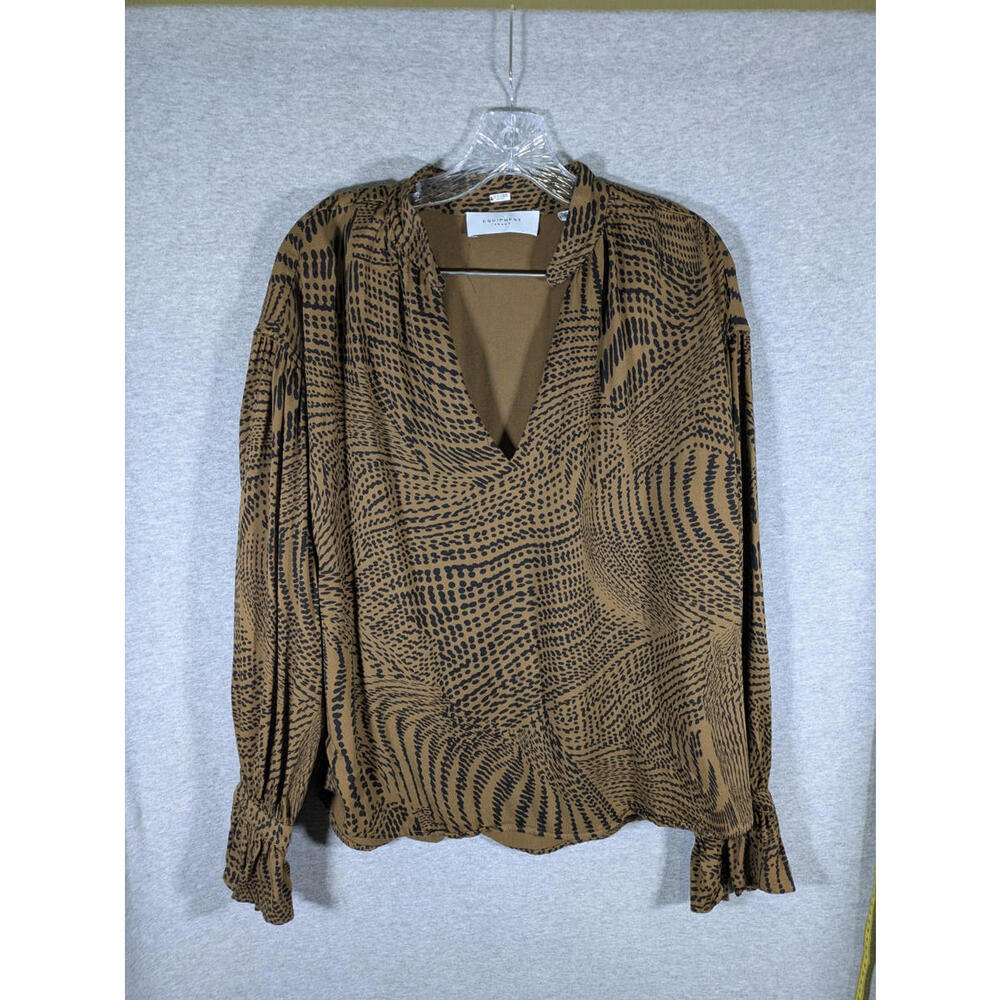 Equipment Femme Blouse Women Large Abstract Animal Print Boho Neutral Artsy Chic